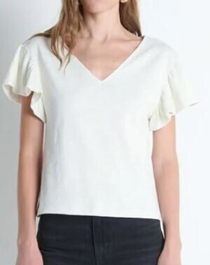 189 NWT Nation LA Emmy Flutter Sleeve Tee | Ivory | Size Large
